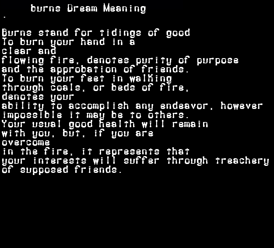  dream meanings burns