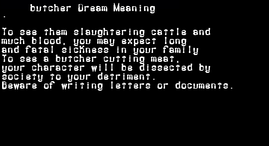  dream meanings butcher