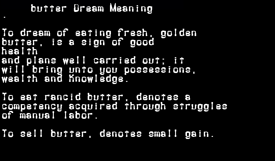  dream meanings butter