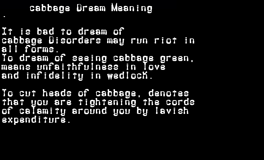  dream meanings cabbage