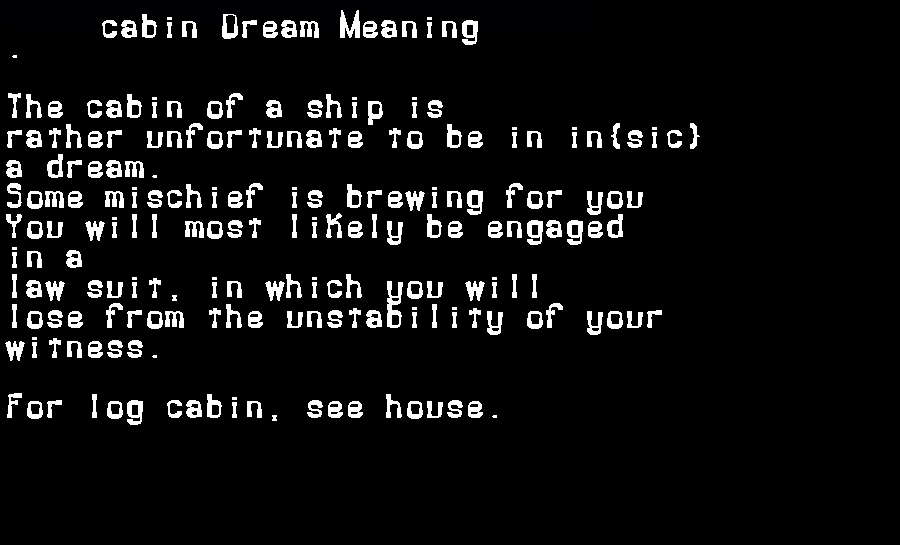  dream meanings cabin