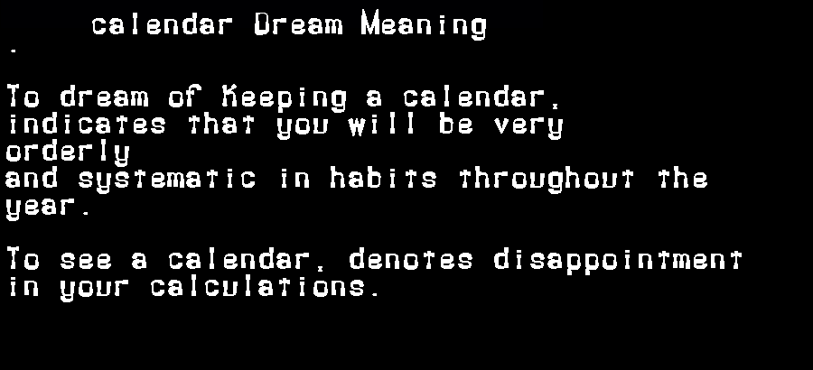  dream meanings calendar