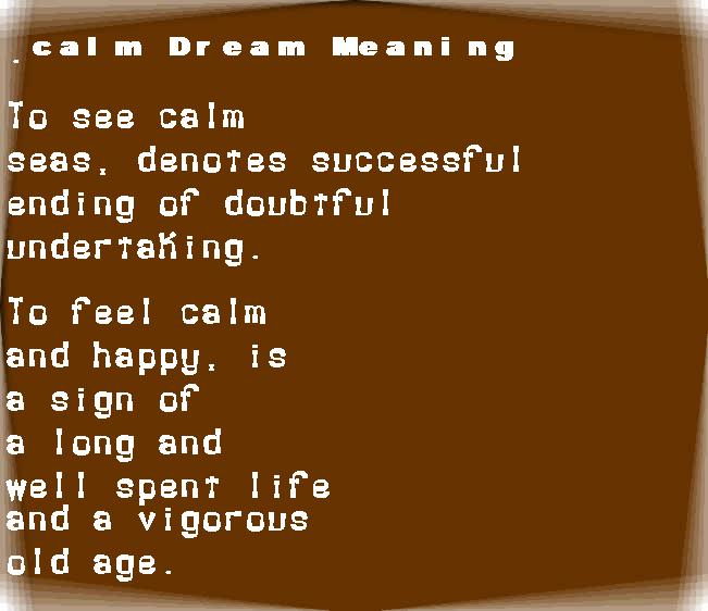  dream meanings calm