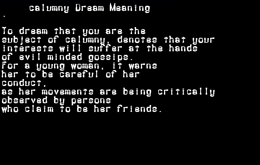  dream meanings calumny