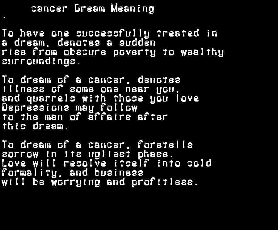  dream meanings cancer