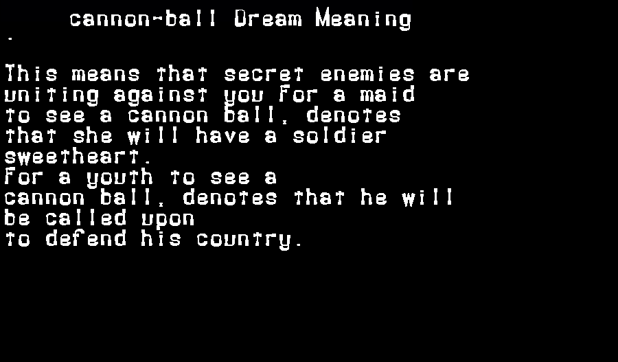  dream meanings cannon-ball