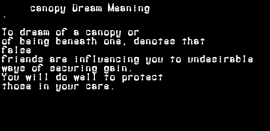  dream meanings canopy