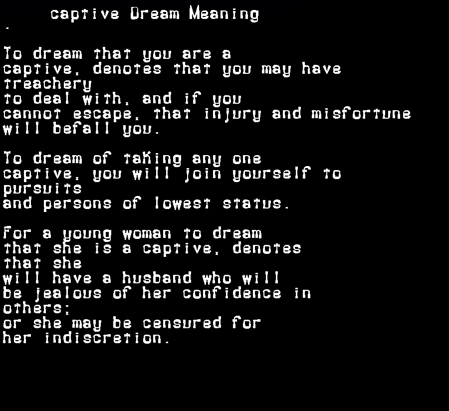  dream meanings captive