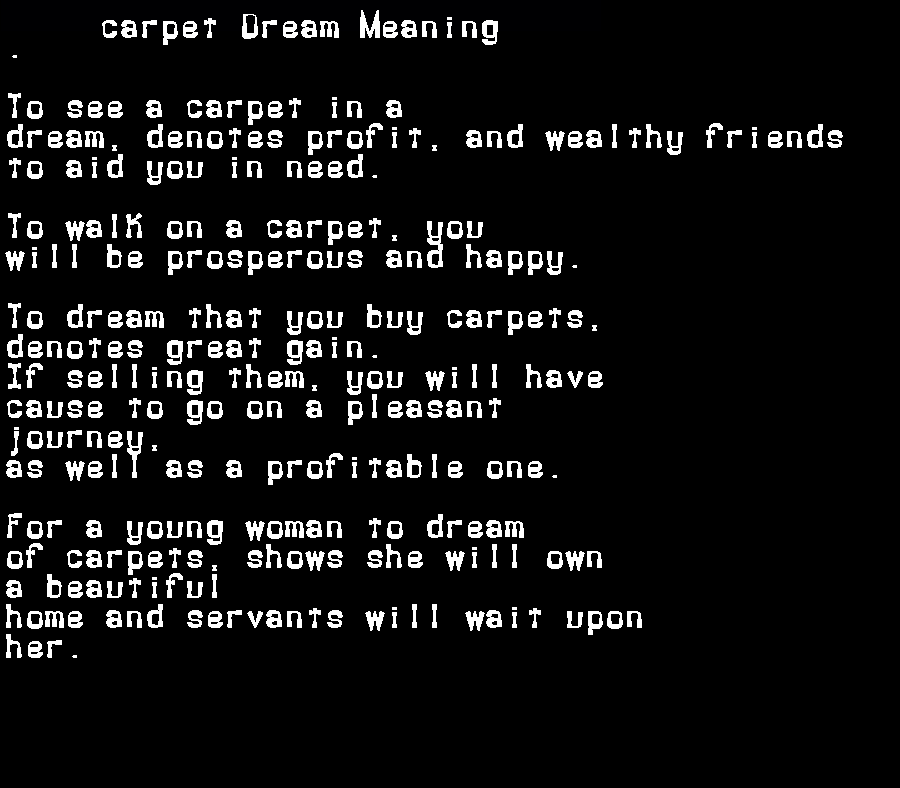  dream meanings carpet