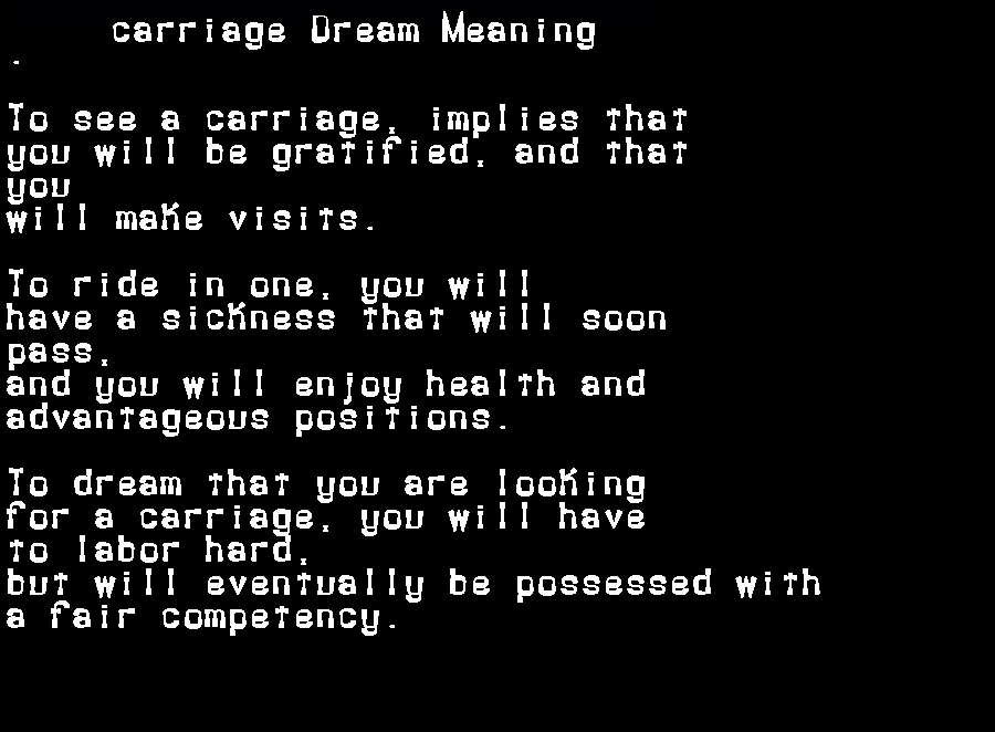  dream meanings carriage