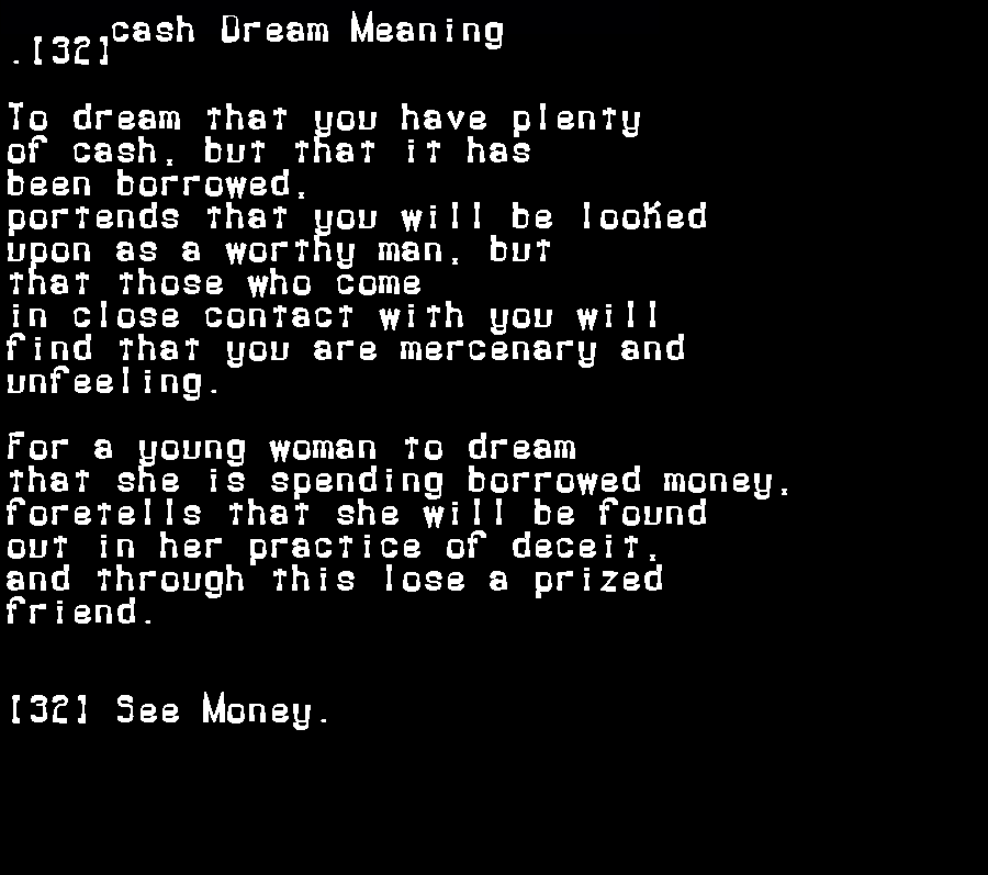  dream meanings cash