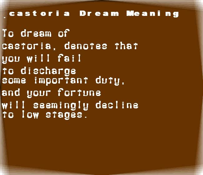  dream meanings castoria