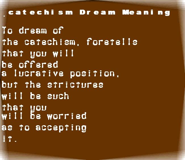  dream meanings catechism