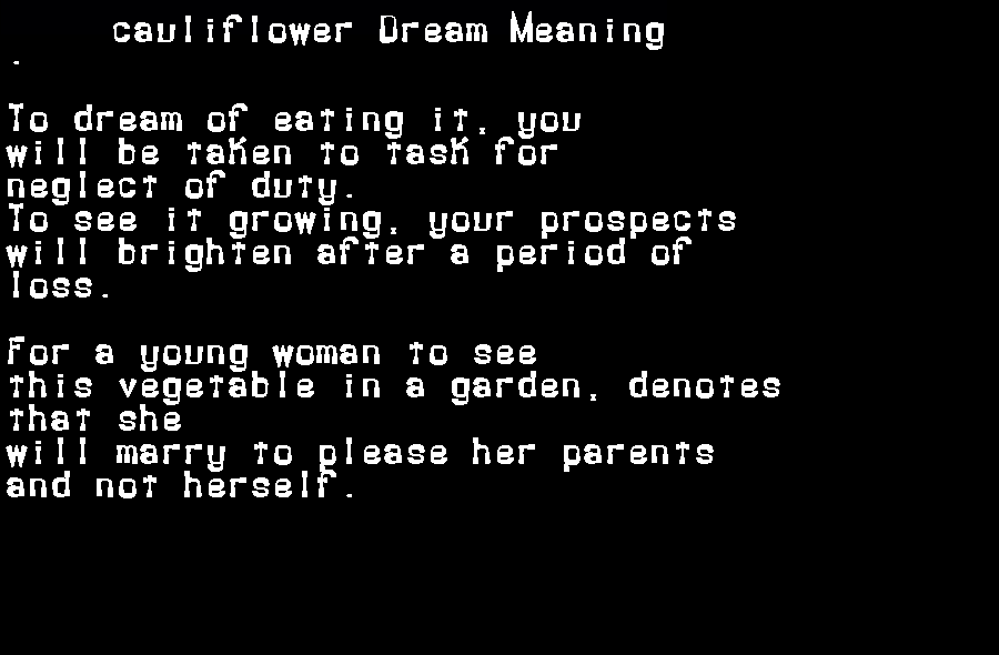  dream meanings cauliflower