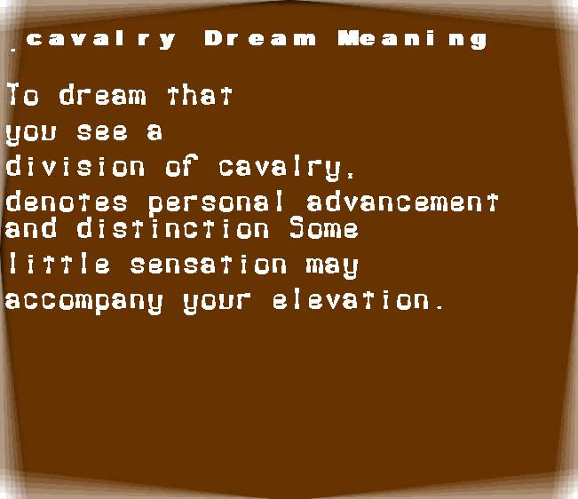  dream meanings cavalry