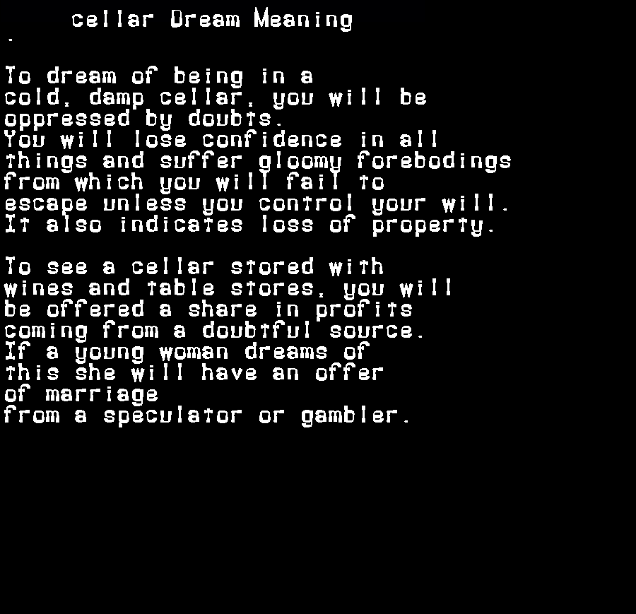  dream meanings cellar