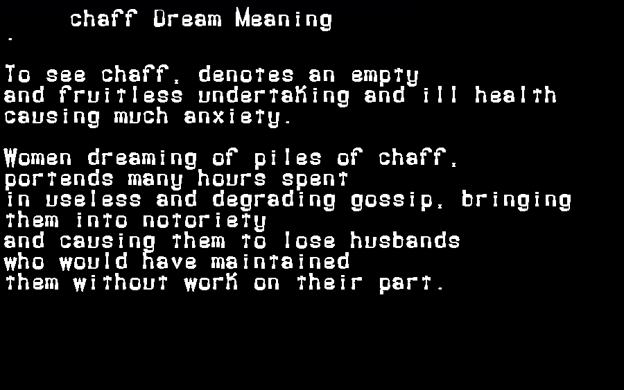  dream meanings chaff