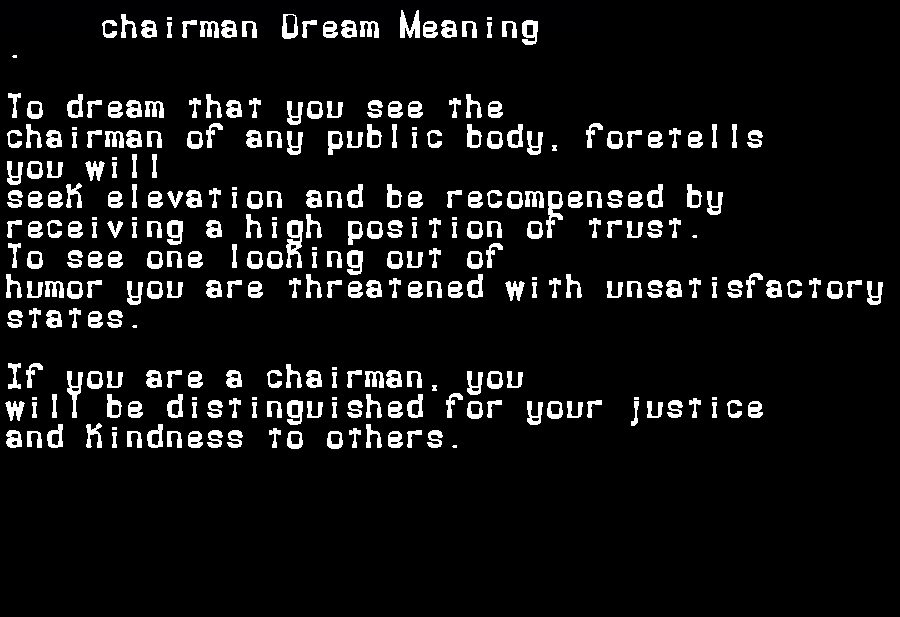  dream meanings chairman