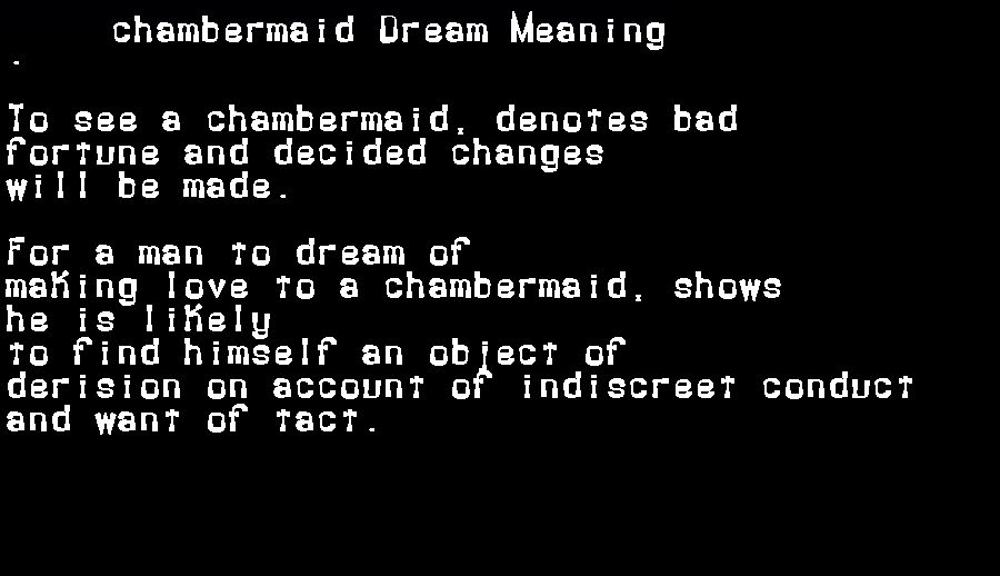  dream meanings chambermaid
