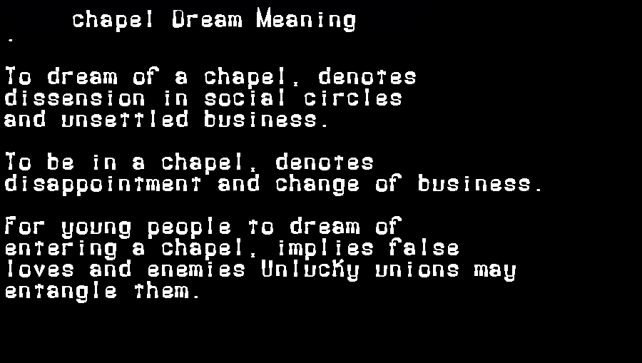  dream meanings chapel