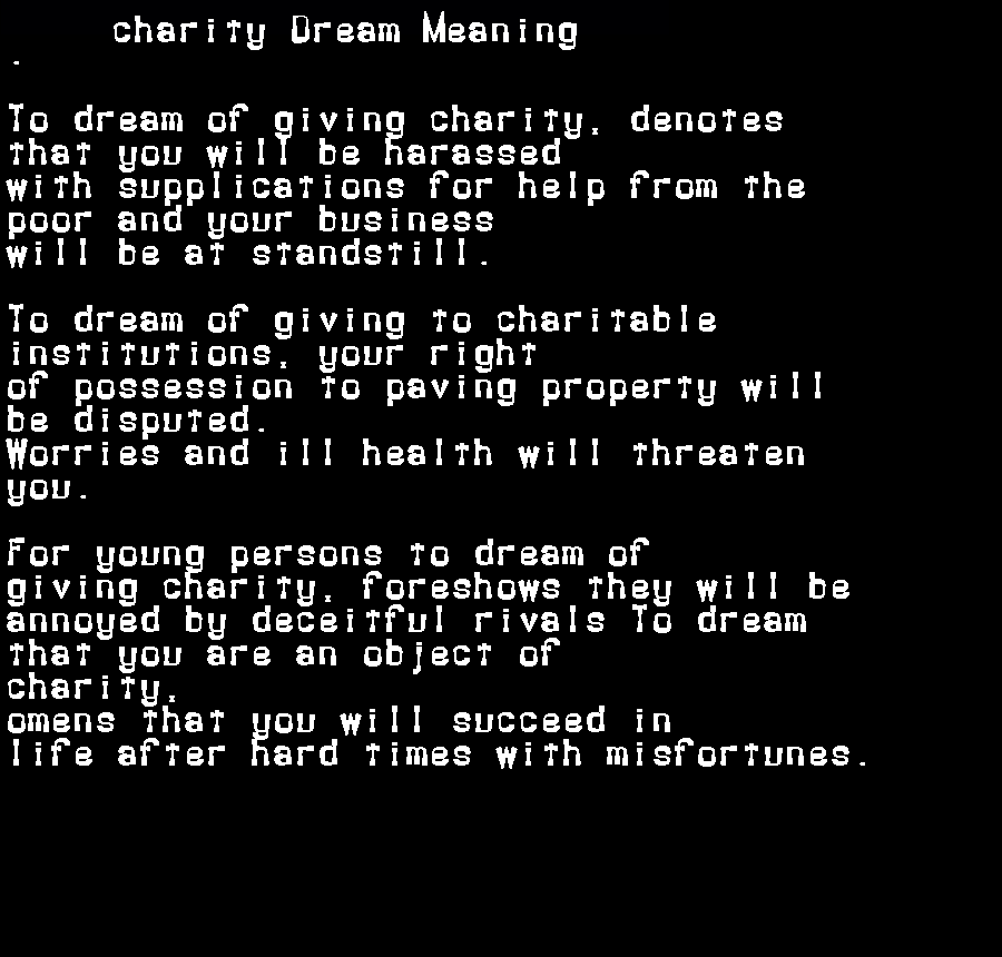  dream meanings charity