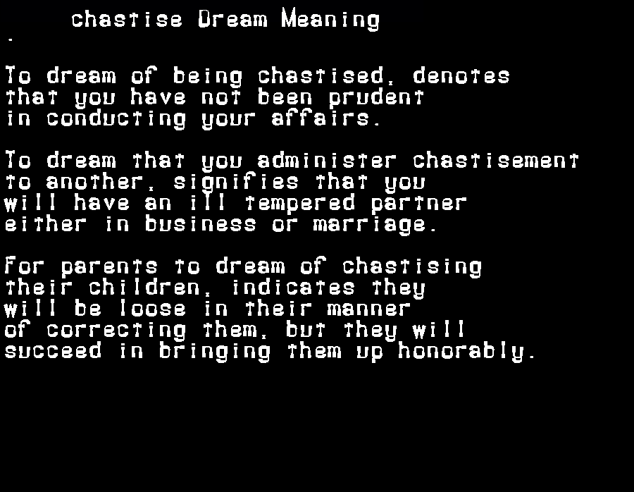  dream meanings chastise