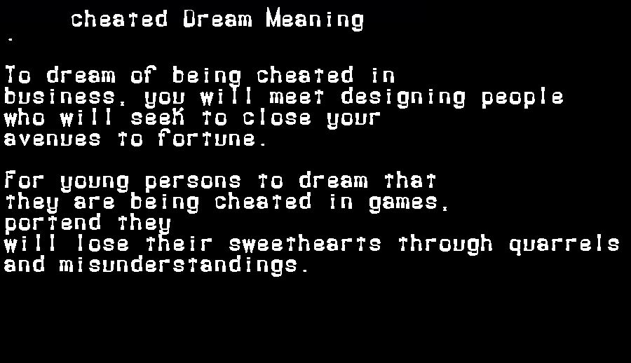  dream meanings cheated