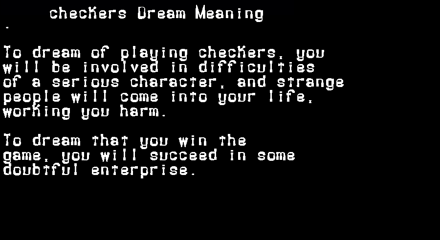  dream meanings checkers