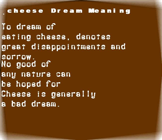  dream meanings cheese