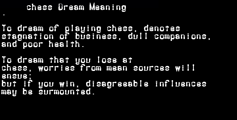  dream meanings chess