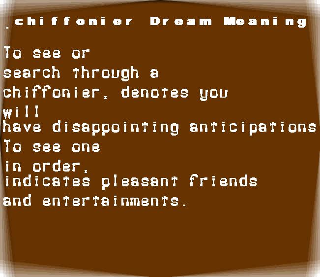  dream meanings chiffonier