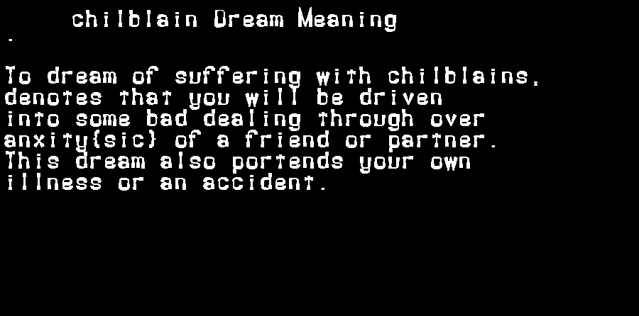  dream meanings chilblain