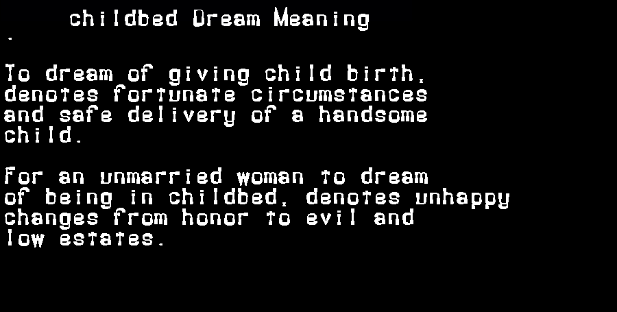  dream meanings childbed