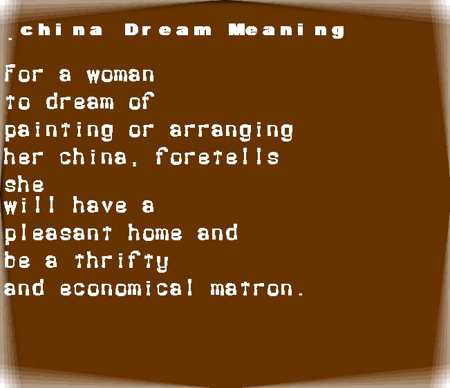  dream meanings china