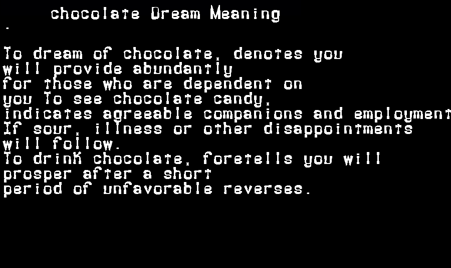  dream meanings chocolate