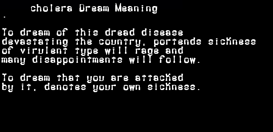  dream meanings cholera