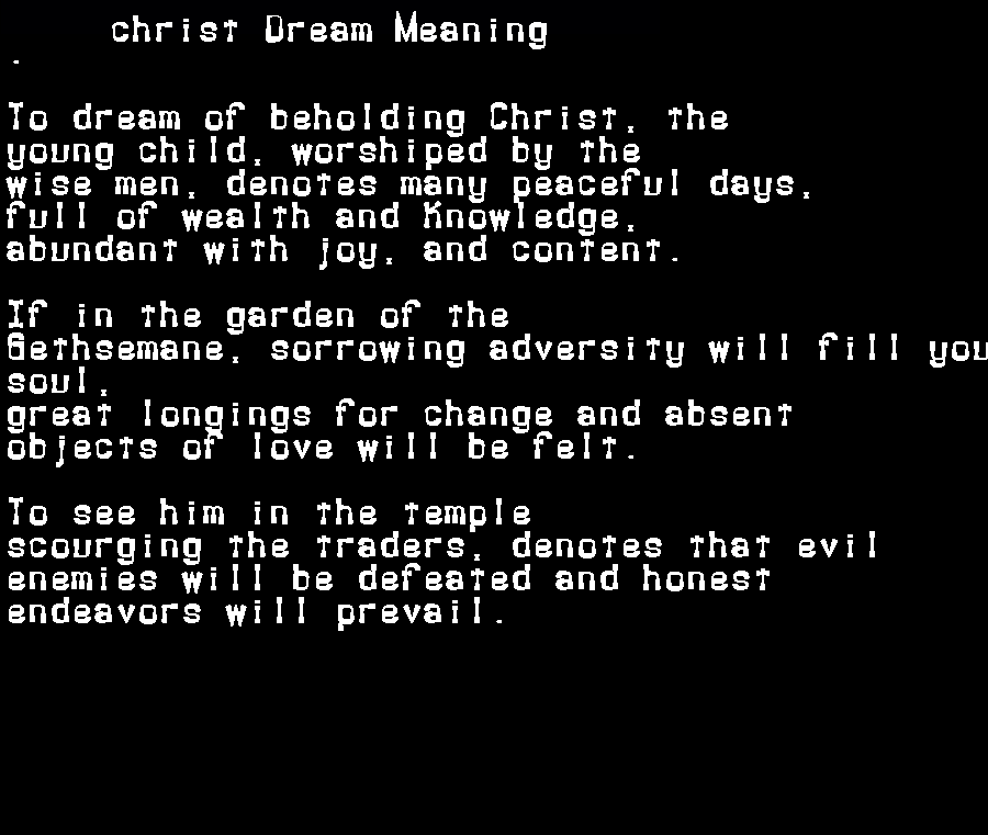  dream meanings christ