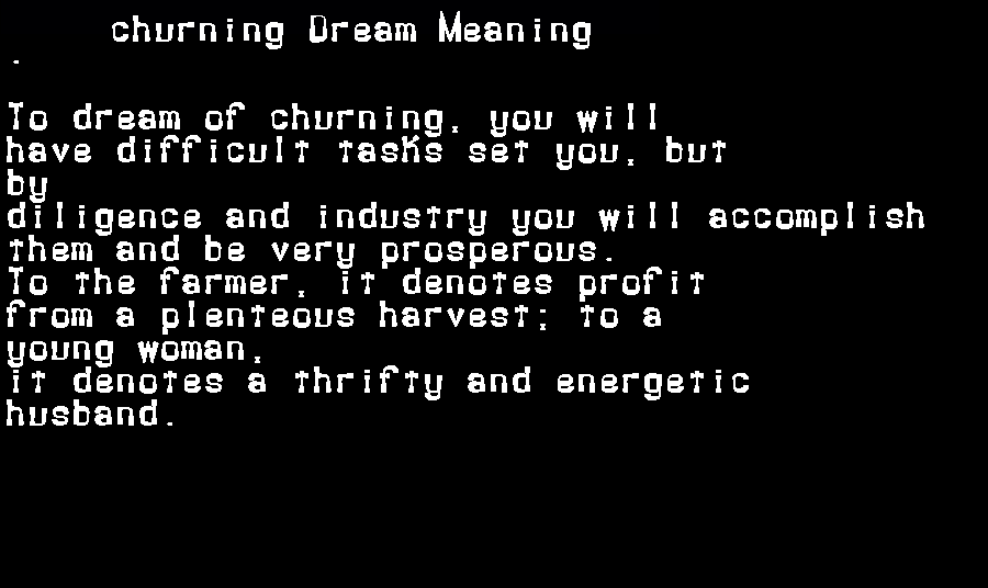  dream meanings churning