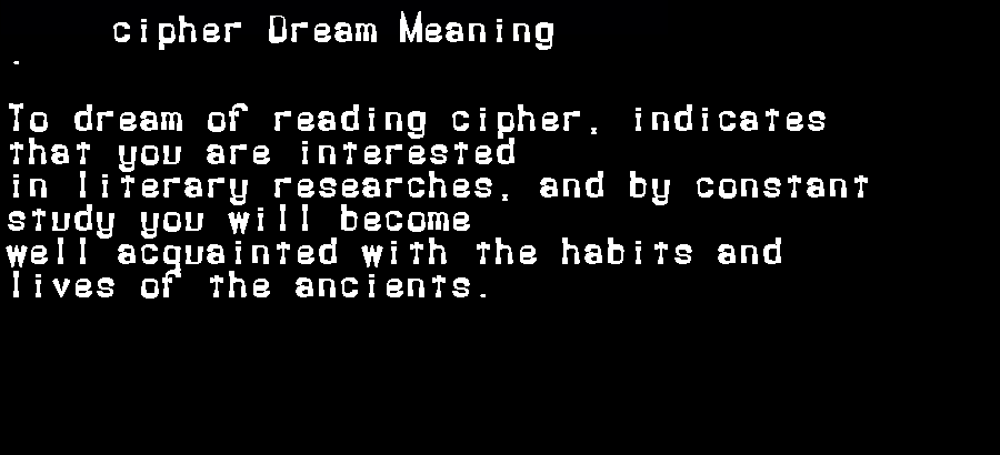  dream meanings cipher