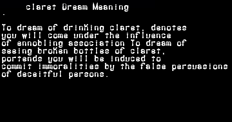  dream meanings claret
