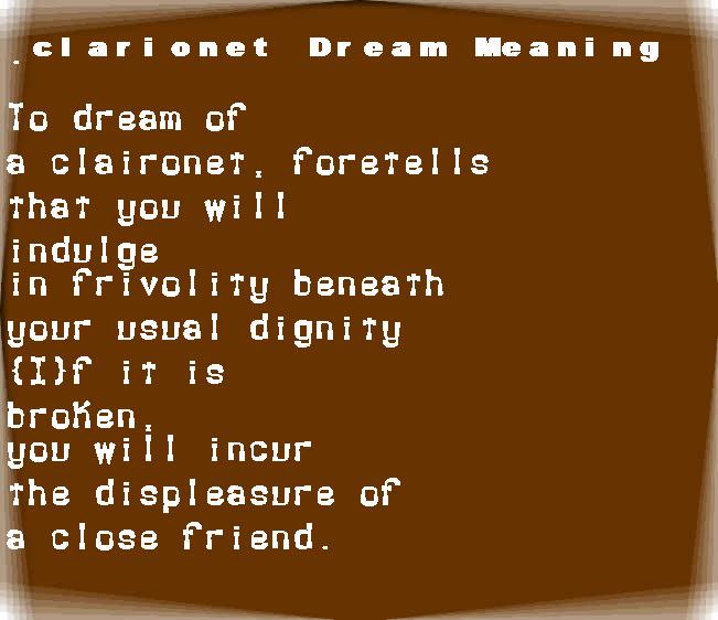  dream meanings clarionet