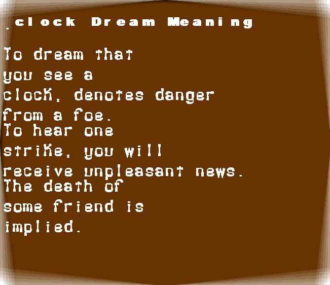  dream meanings clock