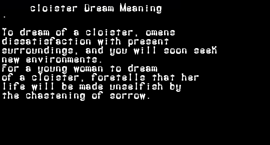  dream meanings cloister