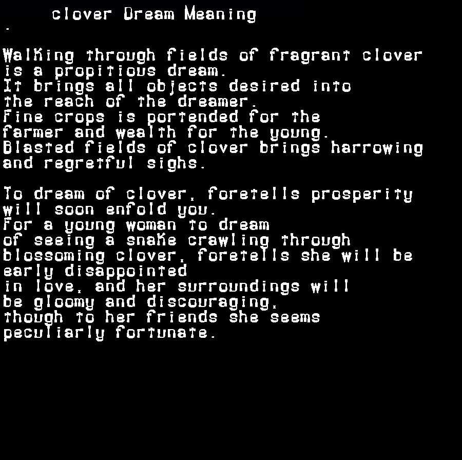  dream meanings clover