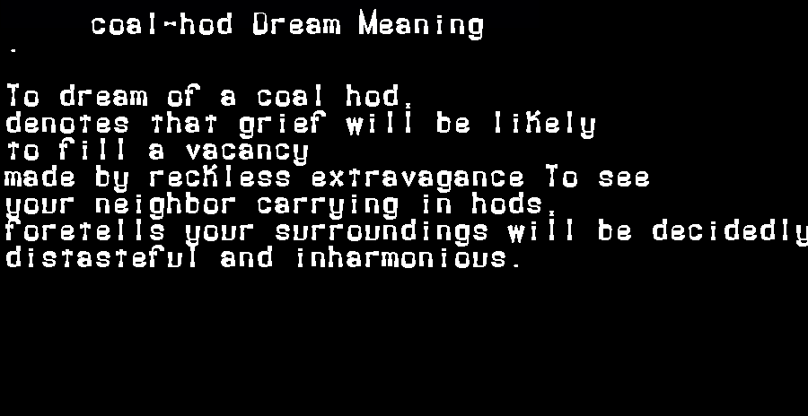  dream meanings coal-hod