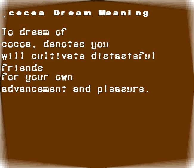  dream meanings cocoa