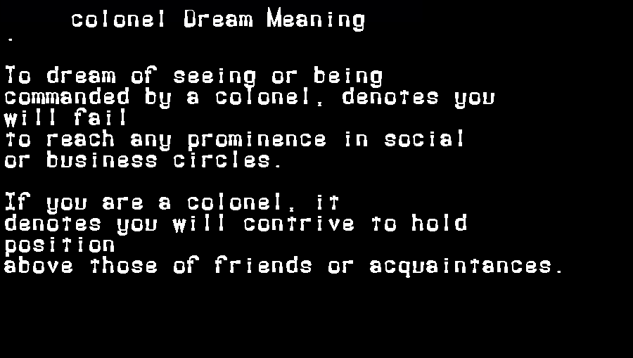  dream meanings colonel