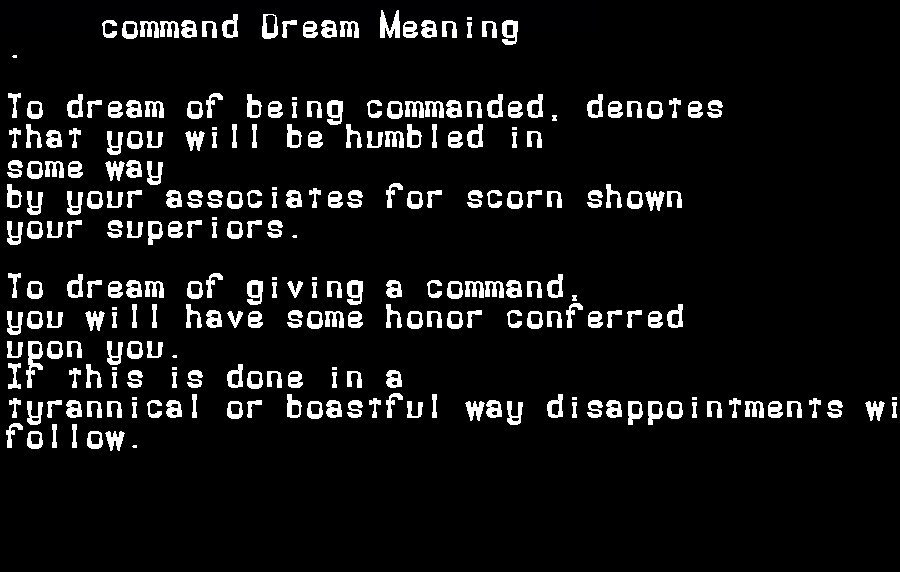  dream meanings command