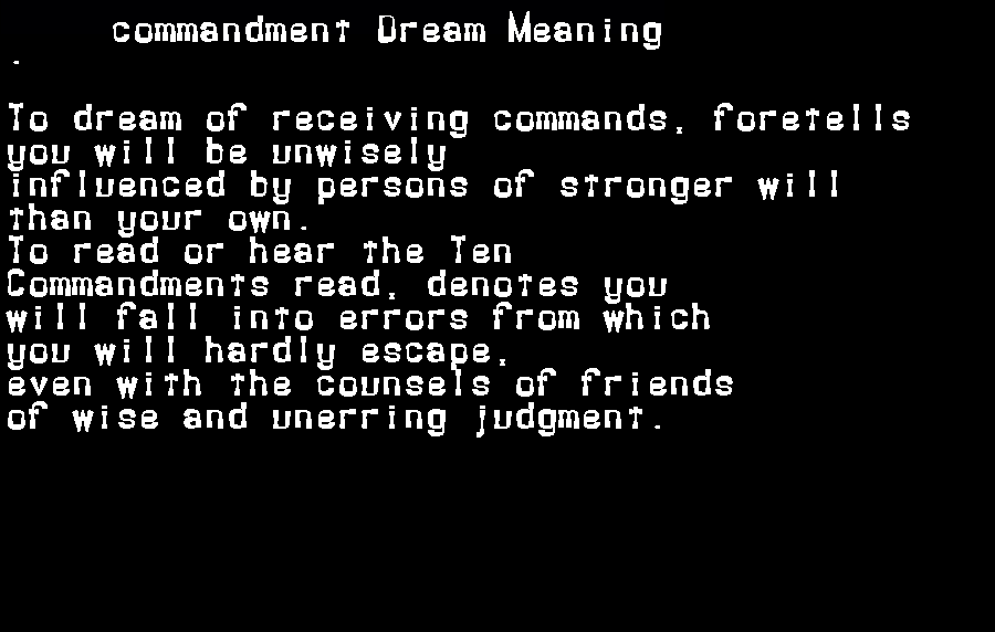  dream meanings commandment