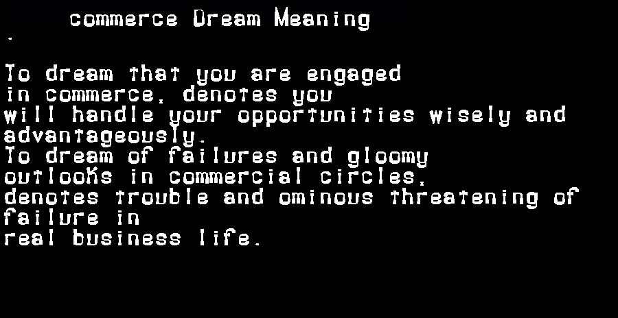  dream meanings commerce